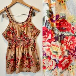 Y2k Aviva M Women’s Floral Bohemian Embroidered Empire Waist Floral Top